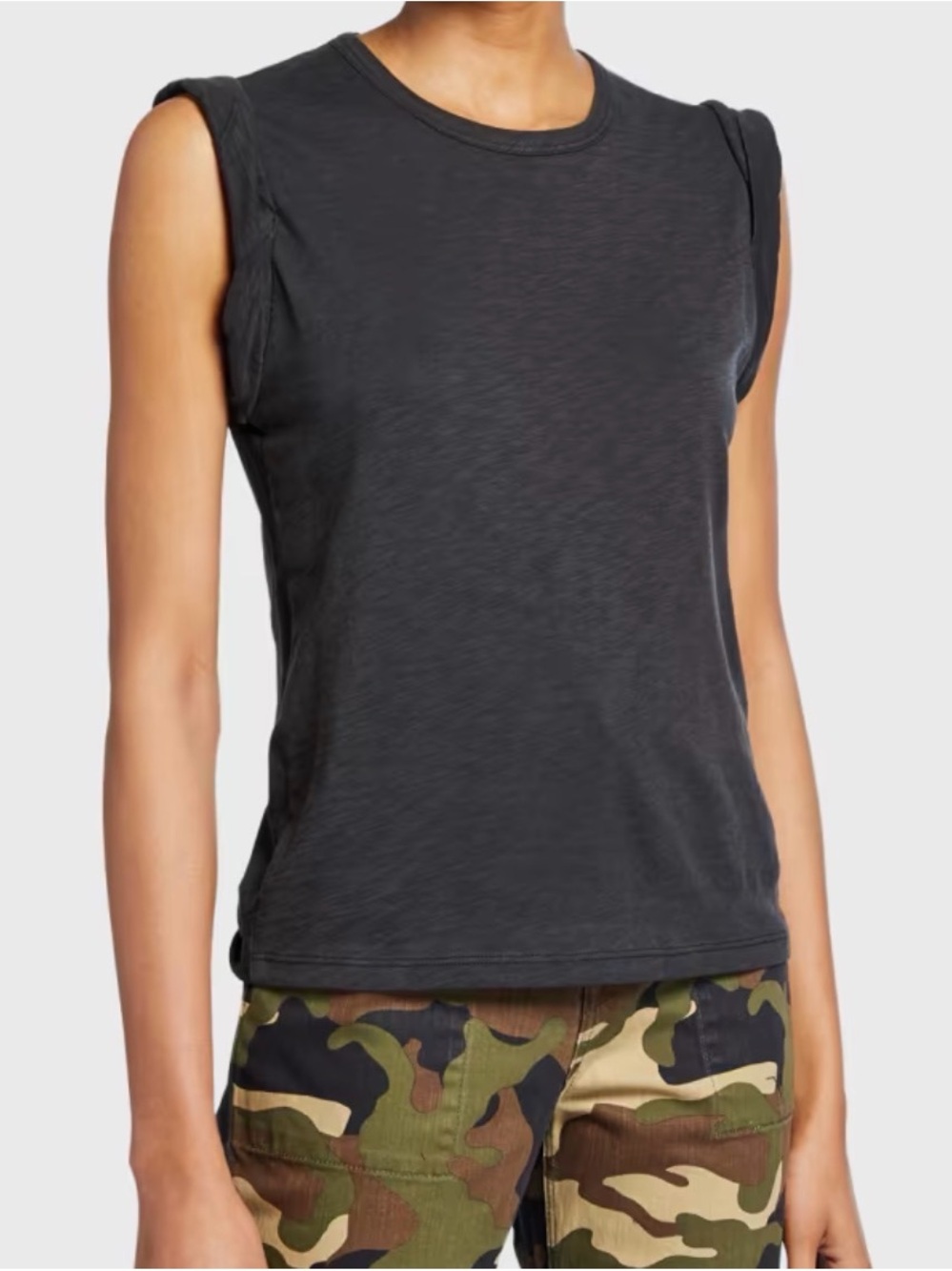 Veronica Beard Dree Charcoal Muscle Tee Size S 100% Pima Cotton